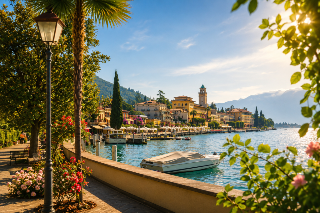 Gardone Riviera promenade from the side view